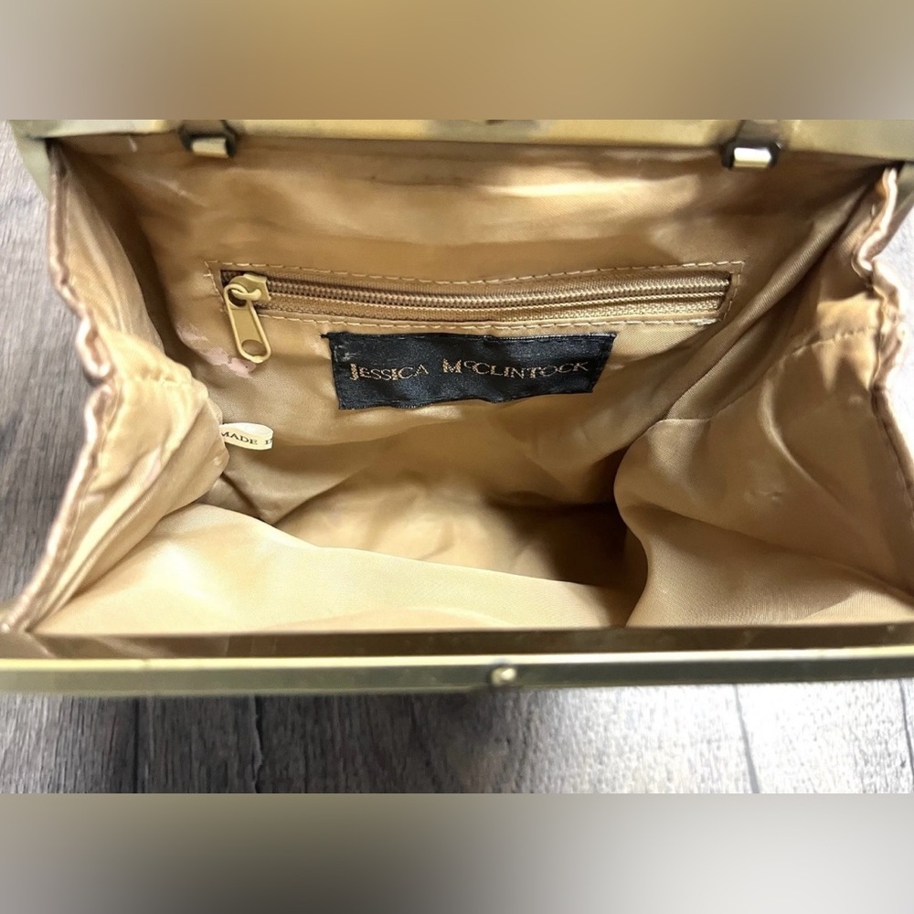 Vintage Jessica McClintock Metallic Golf Leaf Textured Evening Bag Clutch - Picture 4 of 9